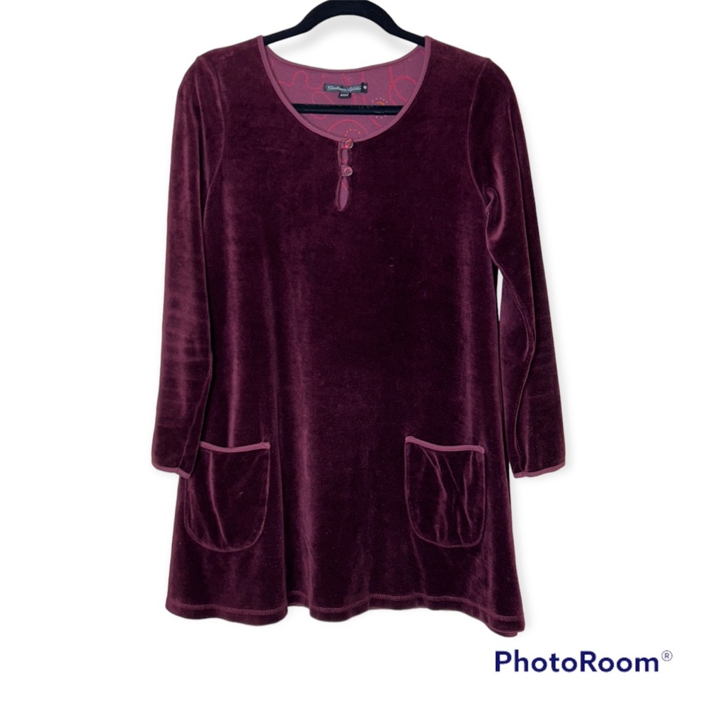 Gudrun Sjoden Burgundy Dress Tunic small pockets soft
